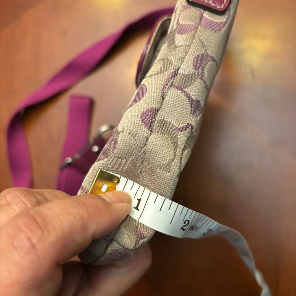 Coach Tan and Pink Signature Crossbody Bag - Picture 8 of 13